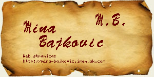 Mina Bajković vizit kartica